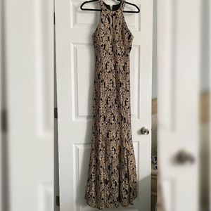 Gold shimmer lace long dress size 10